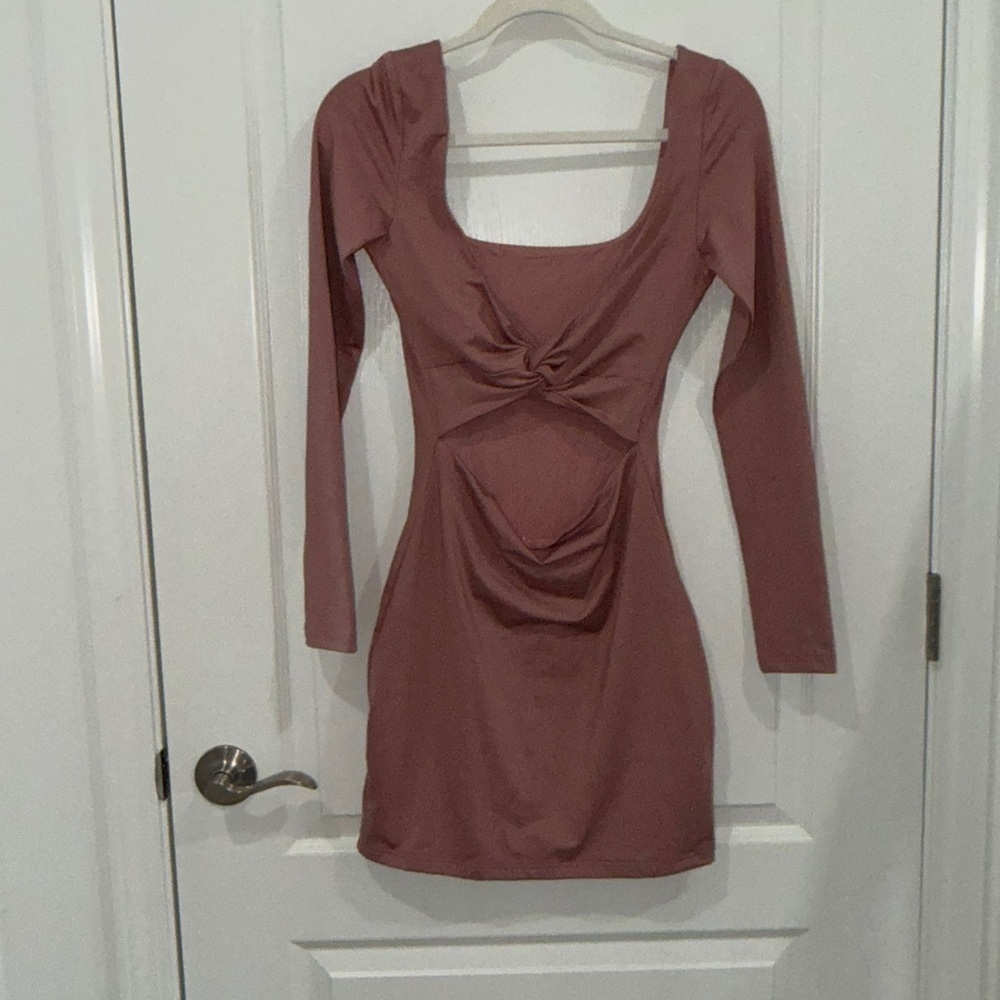 Princess Polly Maroy Long Sleeve Mini Dress Mauve size US 4 body con open back - Picture 6 of 9